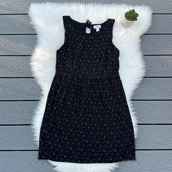 Loft black polka dotted dress - Picture 1 of 4